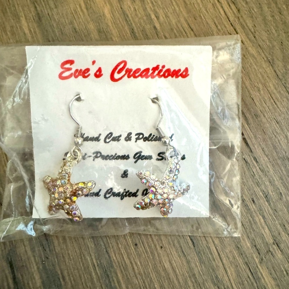 Handmade silver starfish earrings